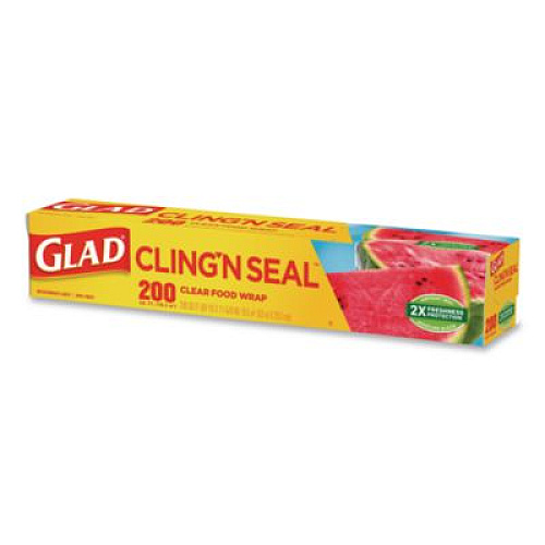 Glad Cling'N Seal Plastic Food Wrap, 11.62" x 69 yd, 12 Rolls/Carton (00020CT)