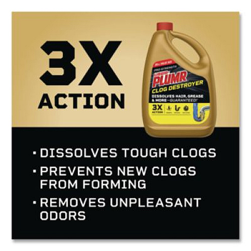 Liquid Plumr Pro-Strength Full Clog Destroyer Plus PipeGuard, Gel, 80 oz, 6/Carton (00228CT)