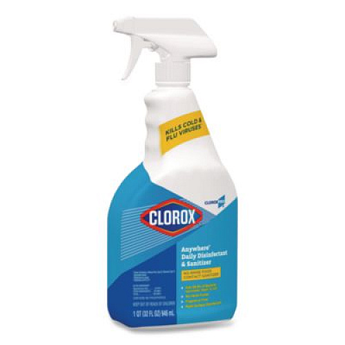 CloroxPro Anywhere Daily Disinfectant and Sanitizer, 32 oz Spray Bottle, 12/Carton (01698CT)