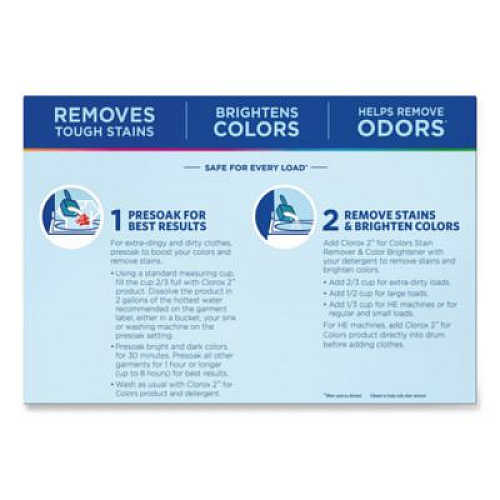 Clorox 2 for Colors Stain Remover and Color Brightener Powder, Original, 49.2 oz Box, 4/Carton (03098)