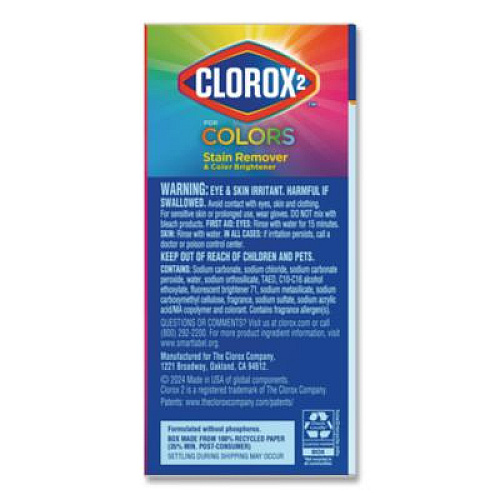Clorox 2 for Colors Stain Remover and Color Brightener Powder, Original, 49.2 oz Box, 4/Carton (03098)
