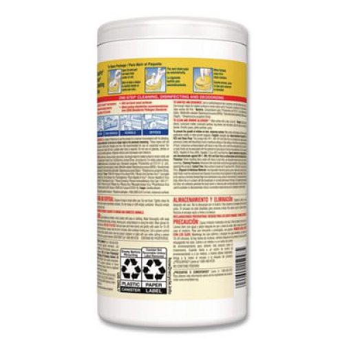 Clorox Disinfecting Wipes, 1-Ply, 7 x 8, Lemon Fresh, White, 75/Canister, 6/Carton (15948CT)