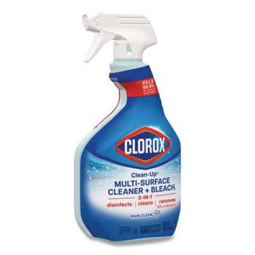 Clorox Clean-Up Multi-Surface Cleaner with Bleach, 32 oz Spray Bottle, Rain Clean Scent, 9/Carton (30197)