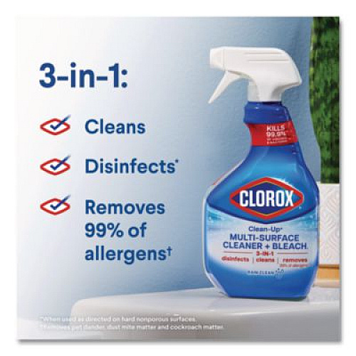 Clorox Clean-Up Multi-Surface Cleaner with Bleach, 32 oz Spray Bottle, Rain Clean Scent, 9/Carton (30197)