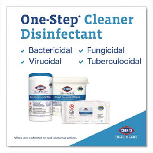 Clorox Healthcare Bleach Germicidal Wipes, 1-Ply, 12 x 12, Unscented, White, 110/Refill, 2 Refills/Carton (30359CT)