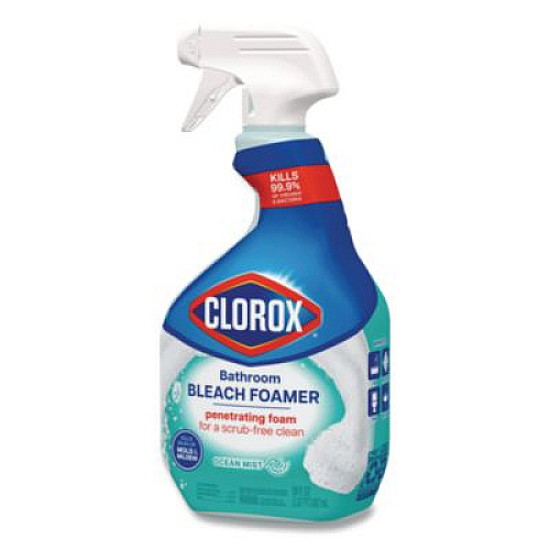 Clorox Bathroom Foamer with Bleach, Ocean Mist, 30 oz Spray Bottle, 9/Carton (30614)