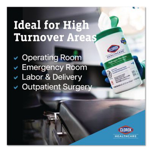 Clorox Healthcare Hydrogen Peroxide Cleaner Disinfectant Wipes, 5.75 x 6.75, Unscented, White, 155/Canister, 6 Canisters/Carton (30825CT)
