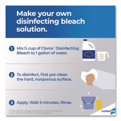 CloroxPro Concentrated Germicidal Bleach, Regular, 121 oz Bottle, 3/Carton (30966CT)