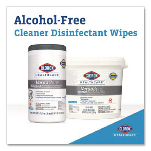 Clorox Healthcare VersaSure Cleaner Disinfectant Wipes, 1-Ply, 6.75 x 8, Fragranced, White, 85/Canister, 6 Canisters/Carton (31757)