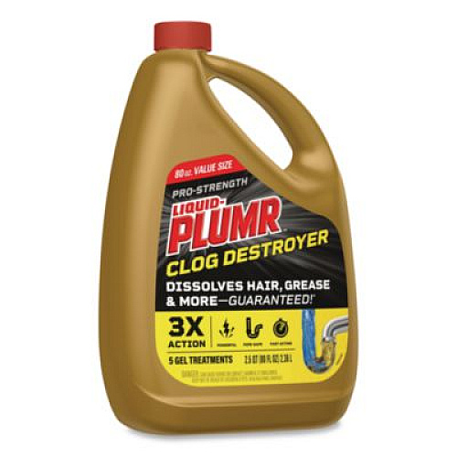 Liquid Plumr Pro-Strength Full Clog Destroyer Plus PipeGuard, Gel, 80 oz (00228EA)