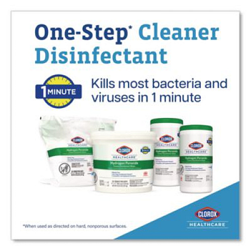 Clorox Healthcare Hydrogen Peroxide Cleaner Disinfectant Wipes, 6.75 x 5.75, Unscented, 155 Wipes/Canister (30825)