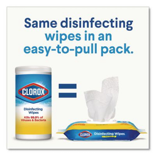 Clorox Disinfecting Cleaning Wipes, Flex Pack, 1-Ply, 8 x 7, Fresh Scent, White, 75 Towels/Box (31430)