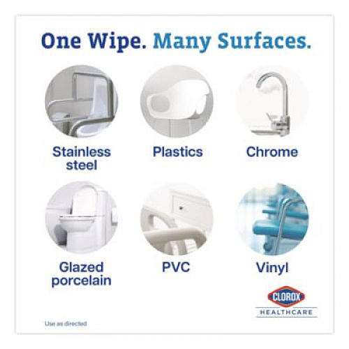 Clorox Healthcare VersaSure Cleaner Disinfectant Wipes, 1-Ply, 12 x 12, Fragranced, White, 110/Bucket (31759EA)