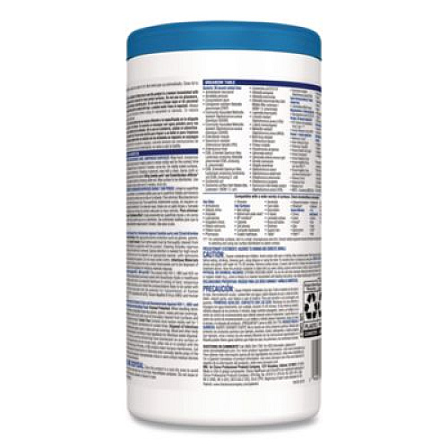 Clorox Healthcare Bleach Germicidal Wipes, 1-Ply, 6.75 x 9, Unscented, White, 70/Canister (35309)