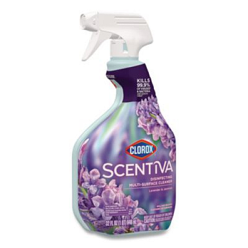Clorox Scentiva Disinfecting Multi-Surface Cleaner, Bleach Free, Lavender and Jasmine, 32 oz Spray Bottle (60523EA)