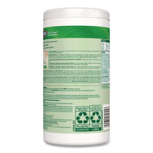 CloroxPro EcoClean Disinfecting Wipes, 1-Ply, 8 x 7, Unscented, White, 75 Count (60605EA)