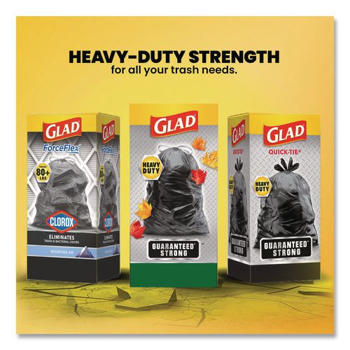 Large Quick-Tie Trash Bags, Lawn and Leaf, 39 gal, 0.95 mil, 32.5 x 41, Black, 12 Bags/Box (70028EA)