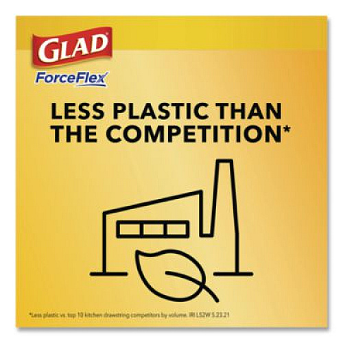 Glad Tall Kitchen Drawstring Trash Bags with LeakGuard, 13 gal, Unscented, 23.47" x 25.38", White, 120/Box (78564)