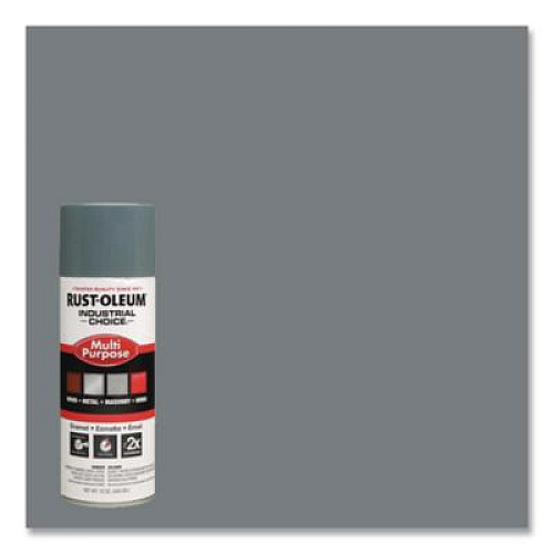 Rust-Oleum Industrial Choice 1600 System Multi-Purpose Enamel Spray Paint, Gloss ANSI 49 Medium Light Gray, 12 oz Aerosol Can, 6/Carton (214646)