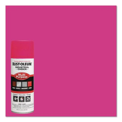 Rust-Oleum Industrial Choice 1600 System Multi-Purpose Enamel Spray Paint, Gloss Fluorescent Pink, 12 oz Aerosol Can, 6/Carton (1659830)