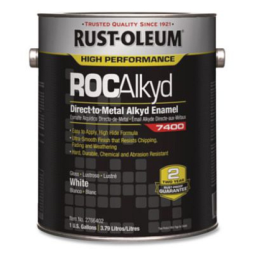 Rust-Oleum High Performance 7400 System 450 VOC DTM Alkyd Enamel Paint, High Gloss White, 1 gal Bucket/Pail, 2/Carton (2766402)