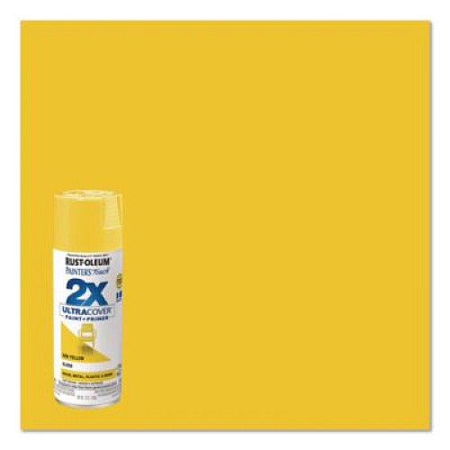 Rust-Oleum Painter's Touch 2X Ultra Cover Spray Paint, Gloss Sun Yellow, 12 oz Aerosol Can, 6/Carton (334046)