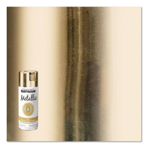 Rust-Oleum Metallic Spray Paint, Metallic Gold, 11 oz Aerosol Can, 6/Carton (340647)