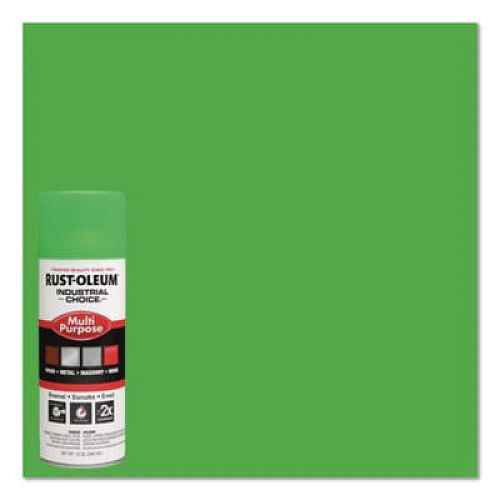 Rust-Oleum Industrial Choice 1600 System Multi-Purpose Enamel Spray Paint, Flat Green, 12 oz Aerosol Can, 6/Carton (1632830)
