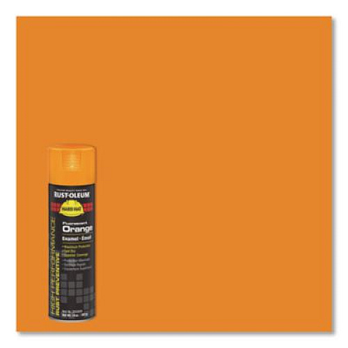 Rust-Oleum Hard Hat High Performance V2100 System Rust Preventive Enamel Spray Paint, Gloss Fluorescent Orange, 15 oz Aerosol Can, 6/CT (2255838)