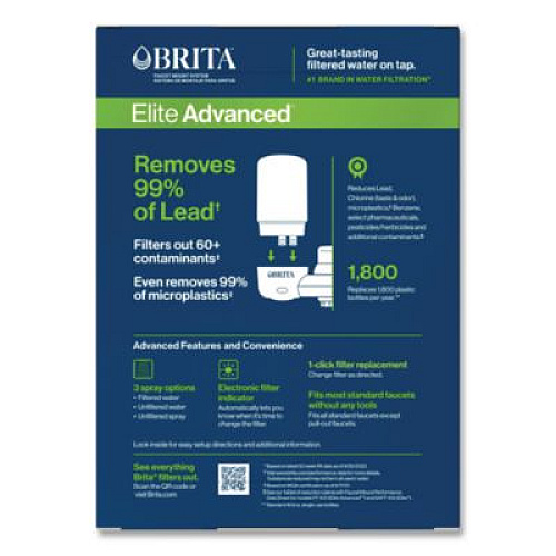 Brita Water Faucet Mount Filtration System with 1 Elite Advanced Replacement Filter, White (42201)