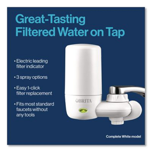 Brita Water Faucet Mount Filtration System with 1 Elite Advanced Replacement Filter, White (42201)