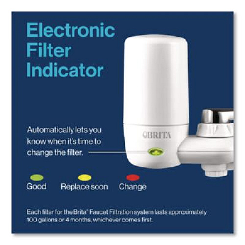 Brita Water Faucet Mount Filtration System with 1 Elite Advanced Replacement Filter, White (42201)