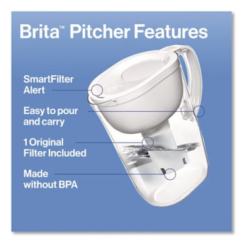Brita Tahoe Water Pitcher with Standard Filter, 10 Cups, Clear, 2/Carton (50684CT)