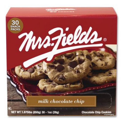 Mrs. Fields Milk Chocolate Chip Cookies, 1 oz, Indidually Wrapped Pack, 30/Carton (21200009)