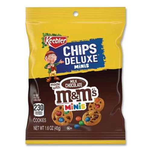 Keebler Mini Cookie Snack Packs, Chocolate Chip/M and Ms, 1.6 oz. Pouch, 30 Pouches/Carton (20900466)