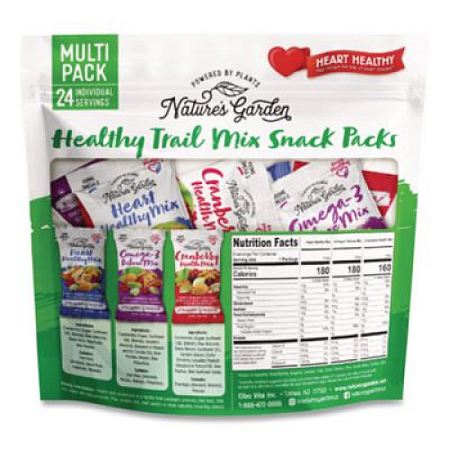 Nature's Garden Healthy Trail Mix Snack Packs, 1.2 oz Pouch, 24 Pouches/Carton (29400003)