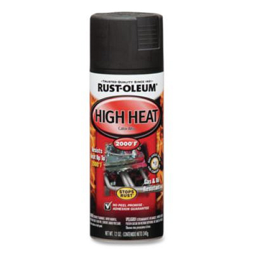 Rust-Oleum Automotive High Heat Enamel Spray Paint, Flat Black, 12 oz Aerosol Can, 6/Carton (248903)