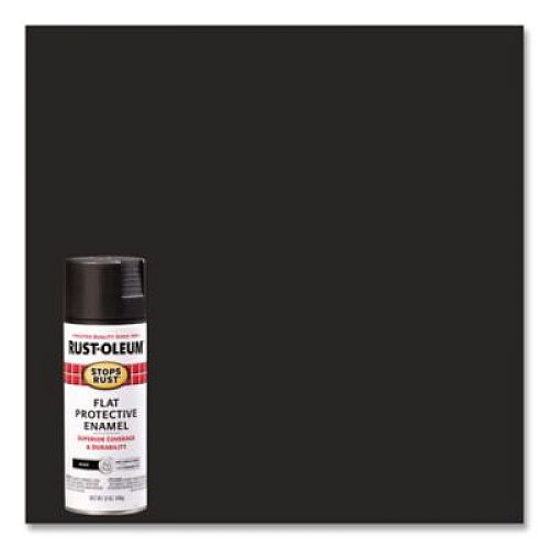Rust-Oleum Stops Rust Spray Paint, Flat Black, 12 oz Aerosol Can, 6/Carton (7776830)