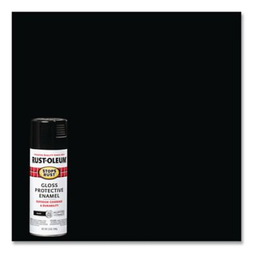 Rust-Oleum Stops Rust Spray Paint, Gloss Black, 12 oz Aerosol Can, 6/Carton (7779830)