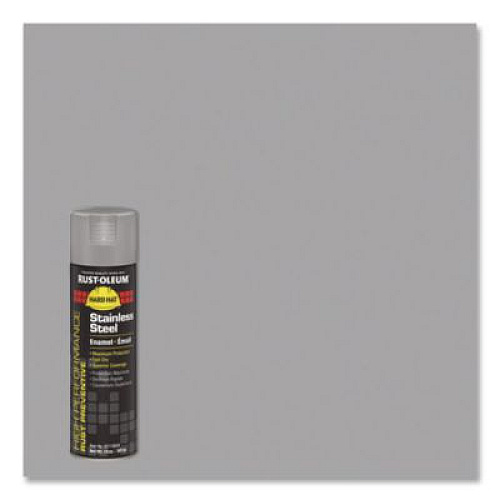 Rust-Oleum Hard Hat High Performance V2100 System Rust Preventive Enamel Spray Paint, Flat Stainless Steel, 15 oz Aerosol Can, 6/Carton (V2119838)