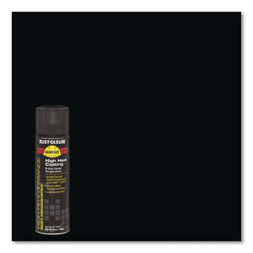 Rust-Oleum Hard Hat High Performance V2100 System Rust Preventive Enamel Spray Paint, Flat High Heat Black, 15 oz Aerosol Can, 6/Carton (V2176838)