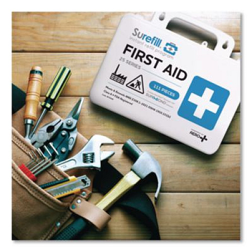 SUREFILL 25 ANSI 2021 A+ First Aid Kit, 111 Pieces, Weatherproof Plastic Case (SF25AW)