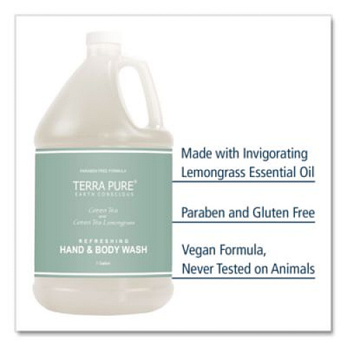Diversified Hospitality Solutions Terra Pure Body Wash Gallon, Green Tea Lemongrass Scent, 1 gal Bottle (002294EA)