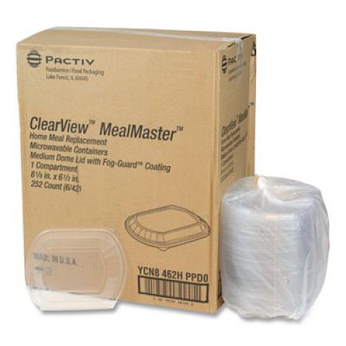 Pactiv Evergreen Clearview MealMaster Rectangle Container Dome, 8.12 x 6.5 x 1, Clear, 252/Carton (YCN8462HPPD)