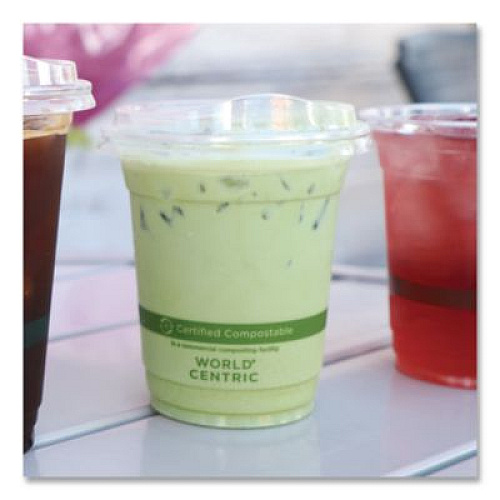 World Centric PLA Clear Cold Cup Lids, Fits 9 oz to 24 oz Cold Cups, Plastic, Clear, 1,000/Carton (CPLCS12NS)