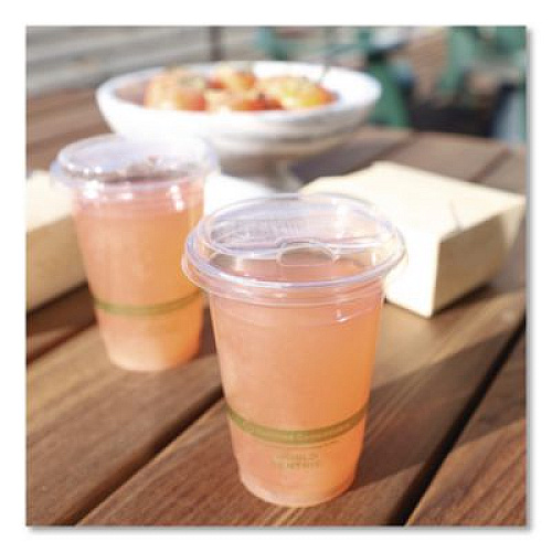 World Centric PLA Clear Cold Cup Lids, Fits 9 oz to 24 oz Cold Cups, Plastic, Clear, 1,000/Carton (CPLCS12NS)
