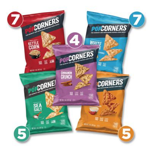 PopCorners Popped Corn Chips Snacks Variety Pack, Assorted Flavors, 1 oz Bag, 28/Pack (22002179)