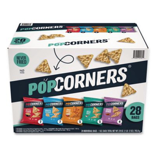 PopCorners Popped Corn Chips Snacks Variety Pack, Assorted Flavors, 1 oz Bag, 28/Pack (22002179)