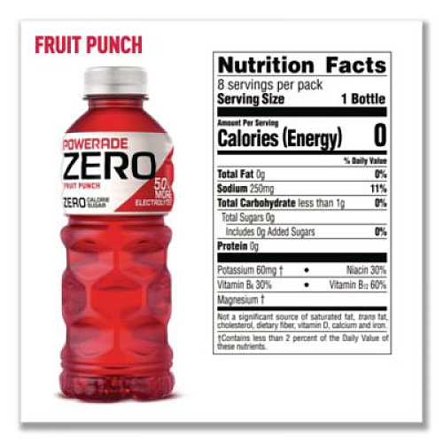 POWERADE Zero Sports Drink, Assorted Flavors, 20 oz, 24/Carton (22002679)