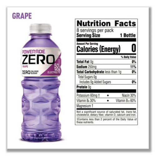 POWERADE Zero Sports Drink, Assorted Flavors, 20 oz, 24/Carton (22002679)